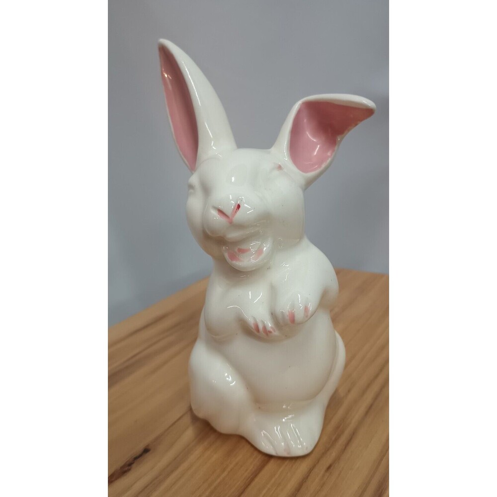 Vintage Laughing Bunny Cotton Ball Dispenser Tail Rabbit